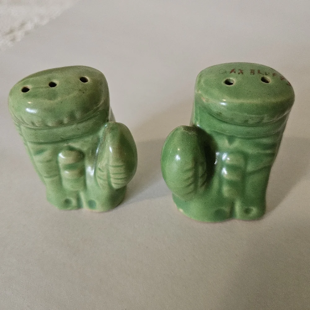 Green Ceramic Boxing Glove  Salt and Pepper Shakers